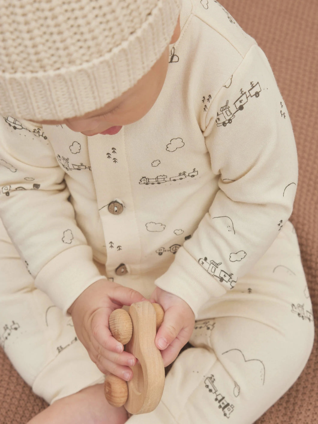 QUINCY MAE TRAINS FLEECE JUMPSUIT